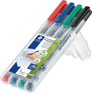 STAEDTLER 311 WP4 Lumocolor non-permanent pen, assorted colors, 4 Count