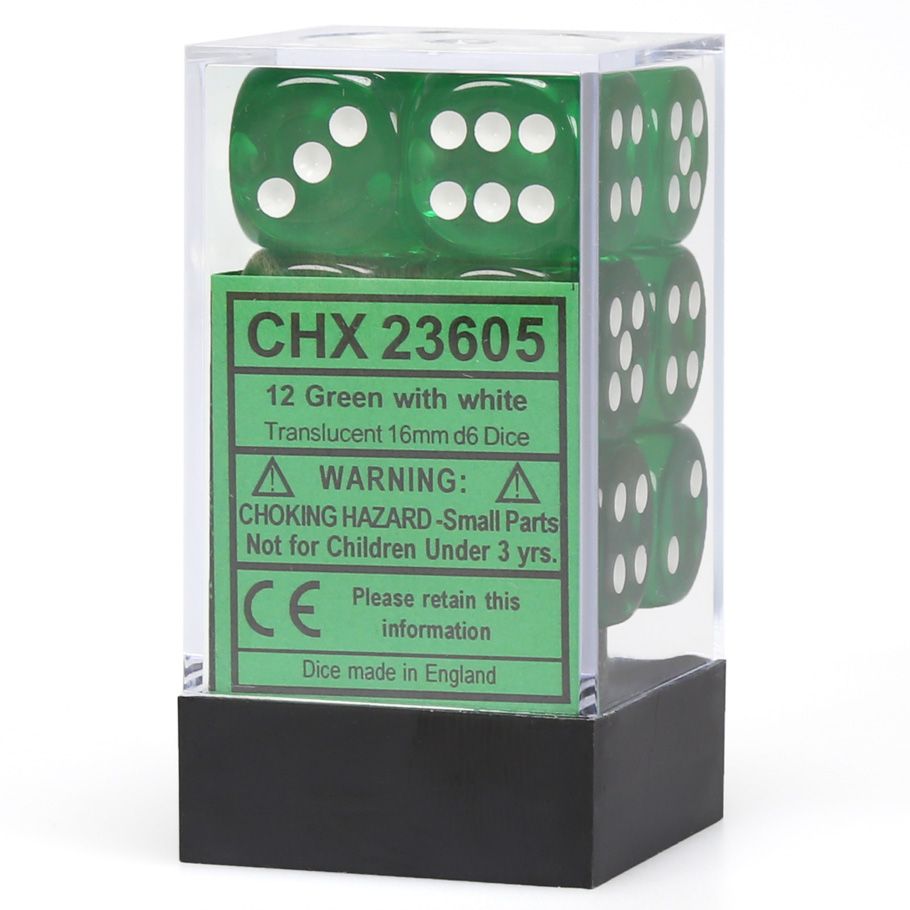 Translucent D6 Cube 16mm (12)
