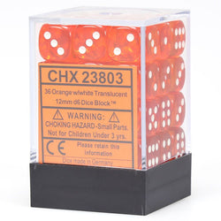 Translucent D6 Cube 12mm (36)