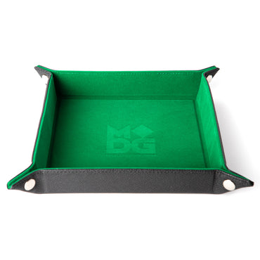 Velvet Folding Dice Tray with Leather Backing: 10"x10" Green