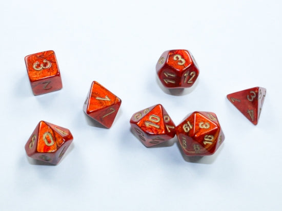 Mini-Polyhedral Scarlet/gold 7-Die Set