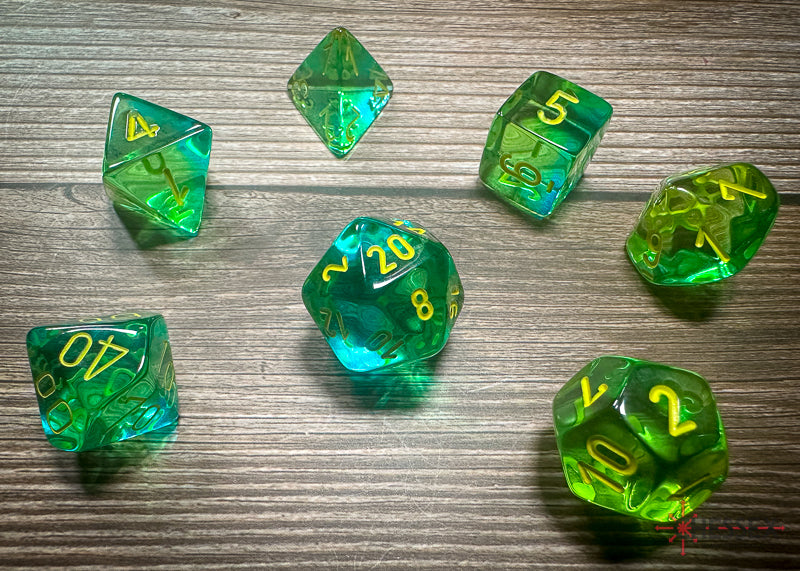 Poly Translucent Green-Teal/yellow 7-Die Set