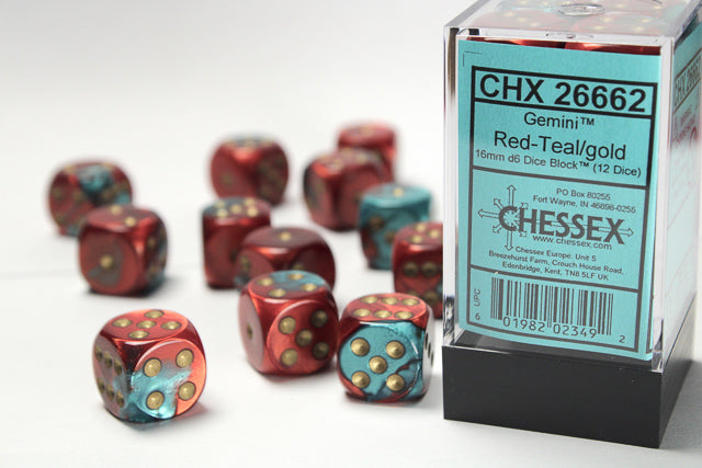 16mm D6 Red/Teal/Gold (12)