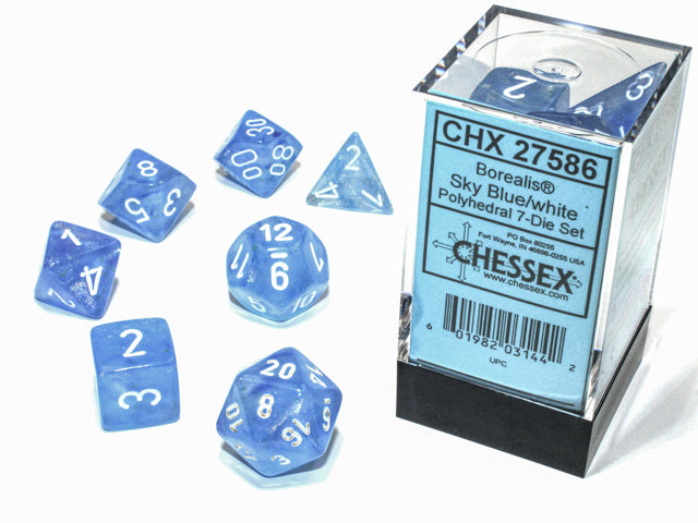 Polyhedral Sky Blue/white 7-Die Set