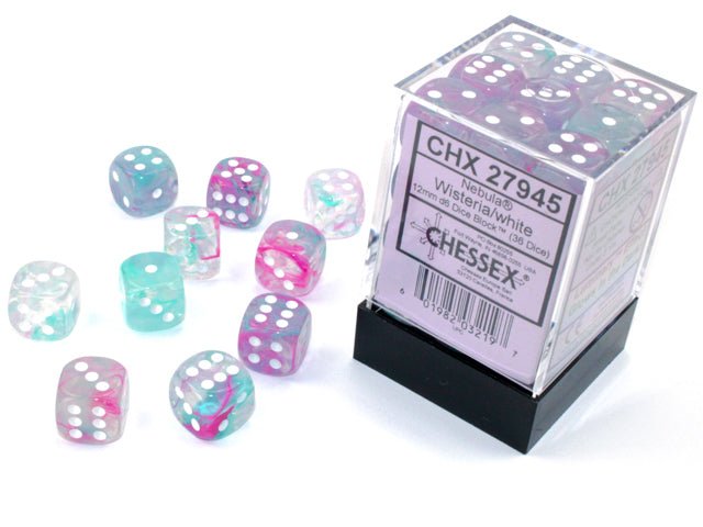 12mm d6 Wisteria/white Luminary Dice Block (36 dice)