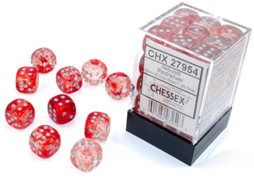 12mm d6 Red/silver Luminary Dice Block (36 dice)