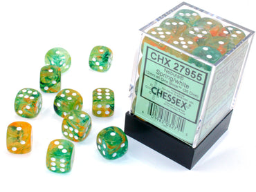 12mm d6 Spring/white Luminary Dice Block (36 dice)