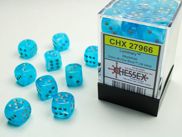 12mm D6 luminary Poly Sky/Silver (36)