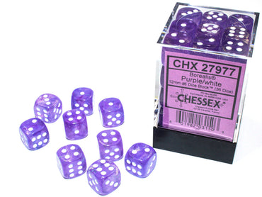 12mm d6 Purple/white Luminary Dice Block (36 dice)