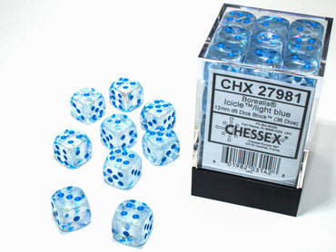 12mm d6 Icicle/light blue Luminary Dice Block (36 dice)