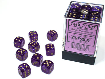 12mm d6 Royal Purple/gold Luminary Dice Block (36 dice)