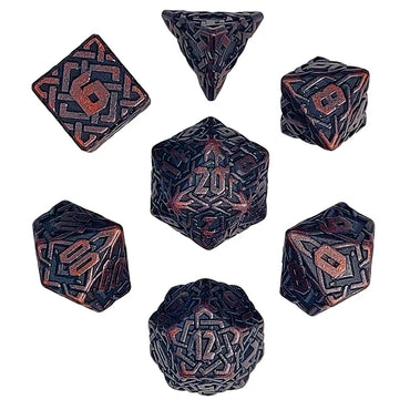 Brighid's Snaidhm Weathered Copper Metal RPG Dice Set