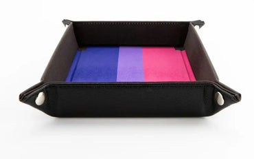 FanRoll Dice Tray Fold Up Velvet with Leather Backing - Pride Bisexual