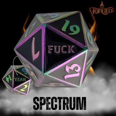 Fuck Yeah D20 Metal RPG Dice - Spectrum
