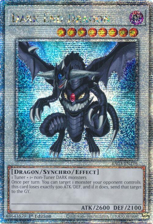 which yugioh card has the most text Dark End Dragon (Quarter Century Secret Rare) [RA03-EN216] Quarter Cen