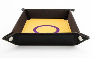 FanRoll Dice Tray Fold Up Velvet with Leather Backing - Pride Intersex