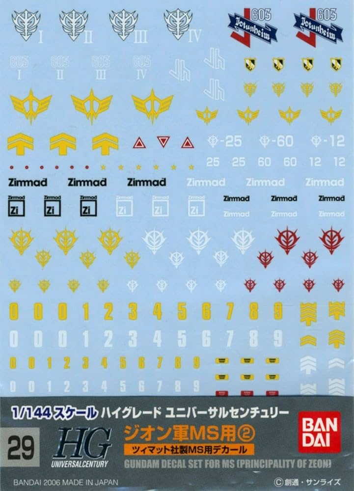 Gunpla: Decal - Mobile Suit Gundam, GD-29 HGUC MULTIUSE - ZEON MS 2
