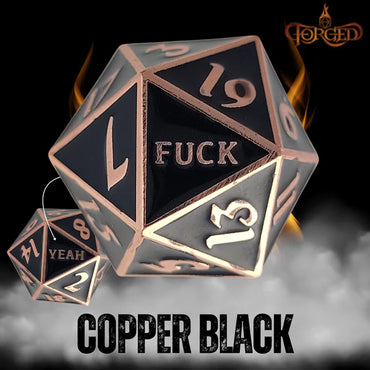 Fuck Yeah D20 Metal RPG Dice - Copper Black