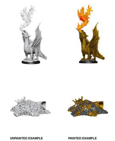 D&D Nolzur's Marvelous Miniatures: Gold Dragon Wyrmling & Half Eaten Treasure Pile