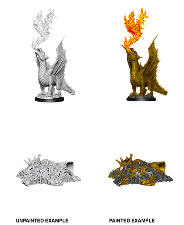 D&D Nolzur's Marvelous Miniatures: Gold Dragon Wyrmling & Half Eaten Treasure Pile