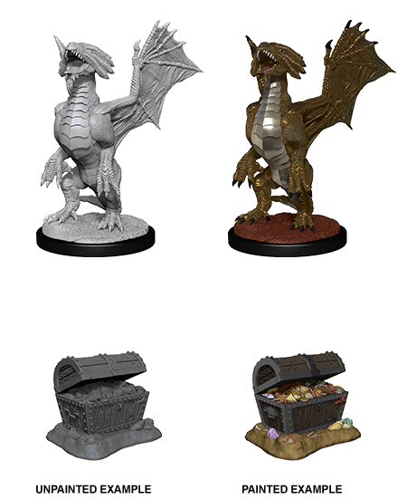 D&D Nolzur's Marvelous Miniatures: Bronze Dragon Wyrmling & Pile of Sea found Treasure