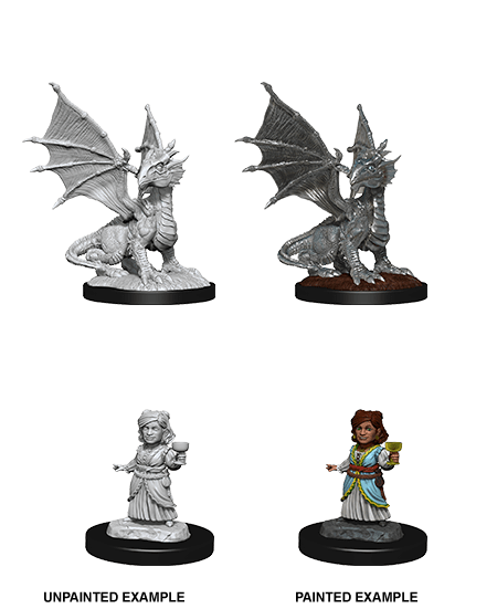 D&D Nolzur's Marvelous Miniatures: Silver Dragon Wyrmling & Halfling