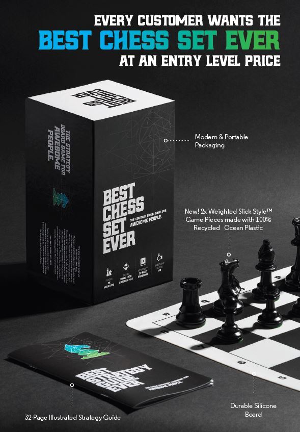 Best Chess Set Ever Modern Style - Queen's Gambit Edition - Single Weight