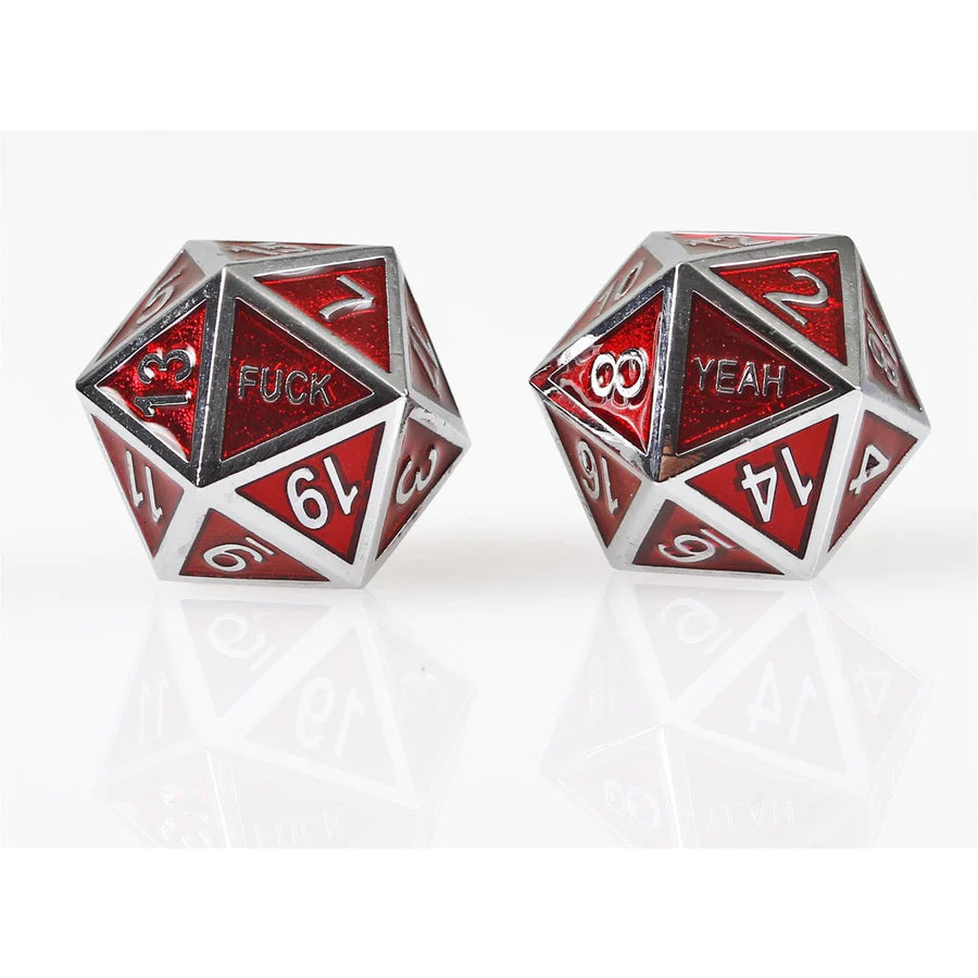 Fuck Yeah Set of 2 D20 Metal Dice