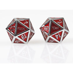 Fuck Yeah Set of 2 D20 Metal Dice