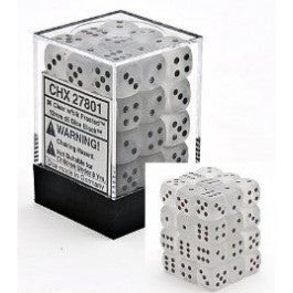 Chessex: Frosted Clear/Black 12Mm D6 Dice Block