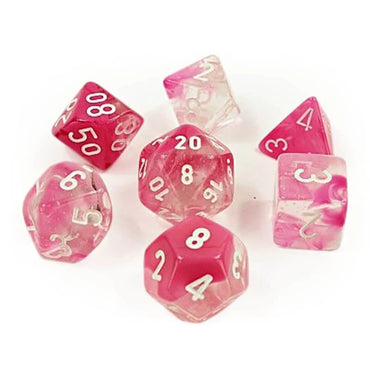 Clear-Pink/White 7-Die Set Lab Dice