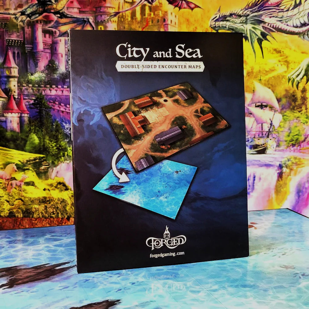 City and Sea--City Streets and Open Water Double-Sided RPG Encounter Map