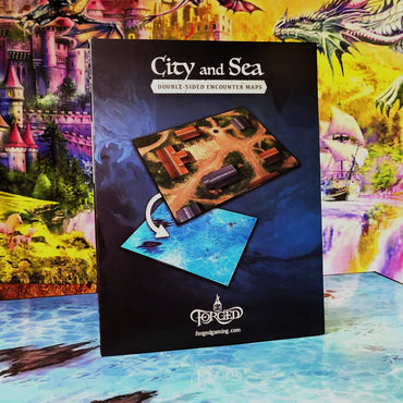 City and Sea--City Streets and Open Water Double-Sided RPG Encounter Map