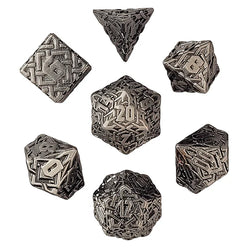Brighid's Snaidhm Silver Metal RPG Dice Set