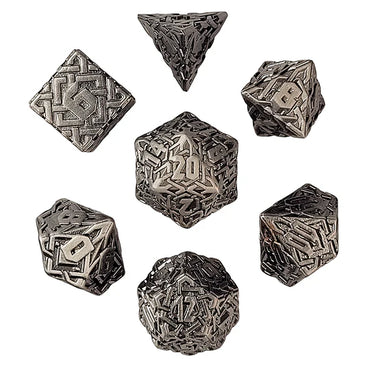 Brighid's Snaidhm Silver Metal RPG Dice Set