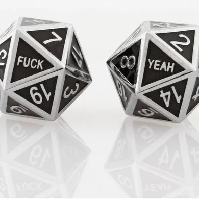 Fuck Yeah Set of 2 D20 Metal Dice