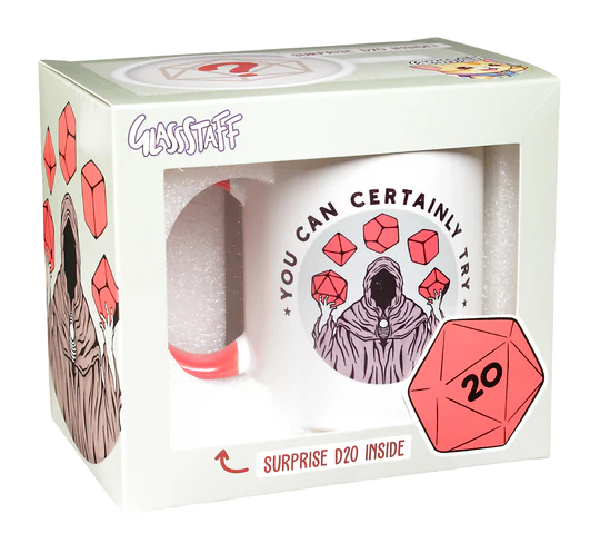 GlassStaff You Can Certainly Try Coffee Mug with Surprise D20