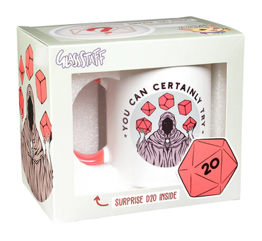 GlassStaff You Can Certainly Try Coffee Mug with Surprise D20