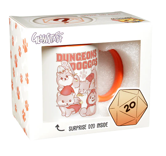GlassStaff Dungeons & Doggos Coffee Mug with Surprise D20