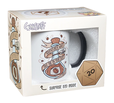GlassStaff Potion Coffee Mug with Surprise D20