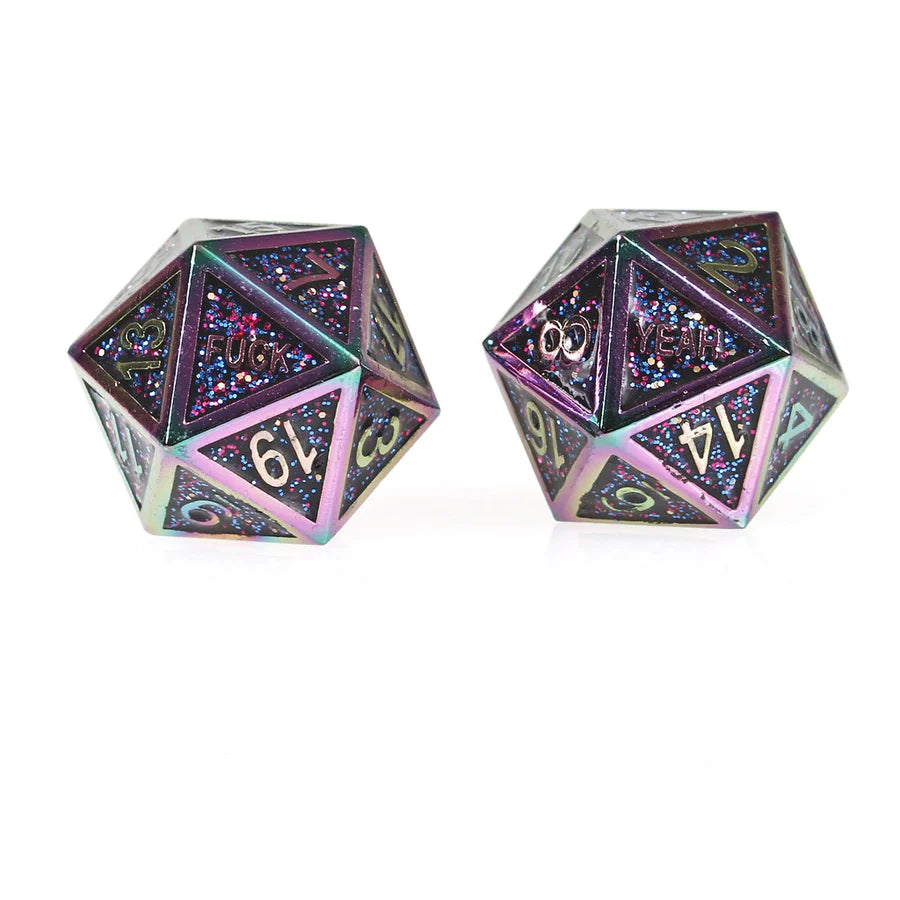 Fuck Yeah Set of 2 D20 Metal Dice