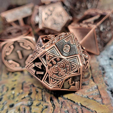 Nahuatl's Chance Copper Metal RPG Dice Set