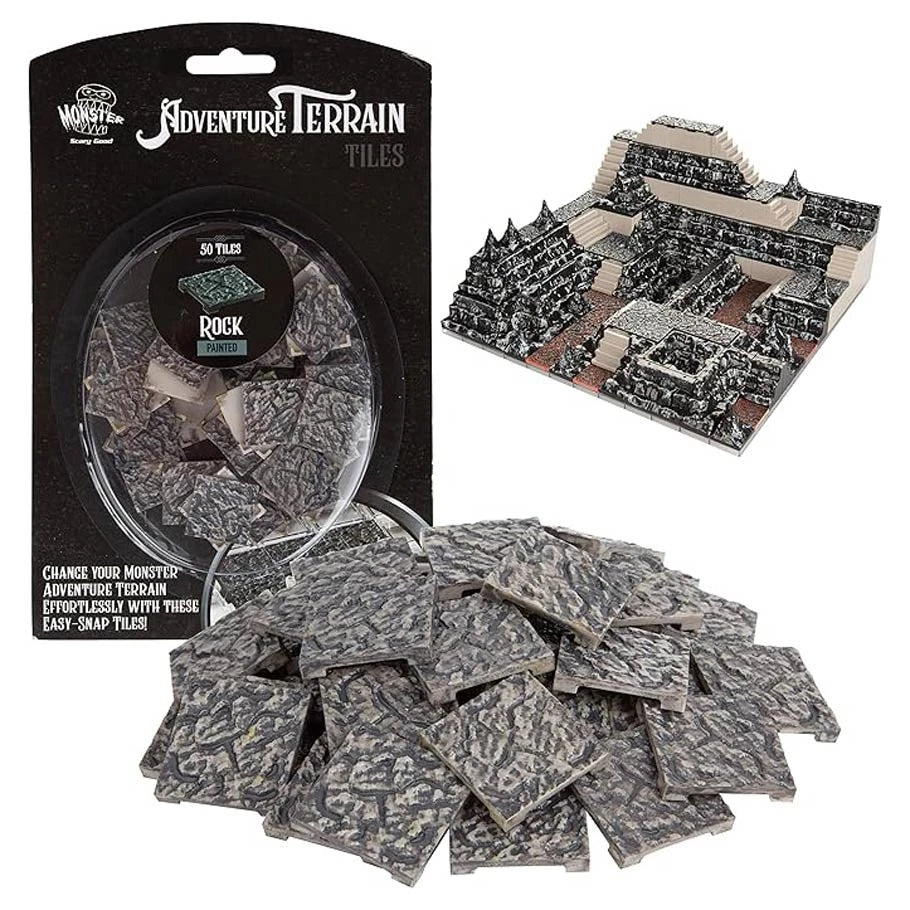 Monster Adventure Terrain: Painted: Cracked Rock Tiles (50pc)