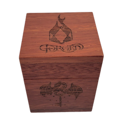 Forged Etched Wooden Storage Box with Magnetic Lid - Holds up to 42 Metal or Plastic Polyhedral Dice