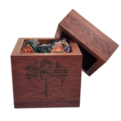 Forged Etched Wooden Storage Box with Magnetic Lid - Holds up to 42 Metal or Plastic Polyhedral Dice