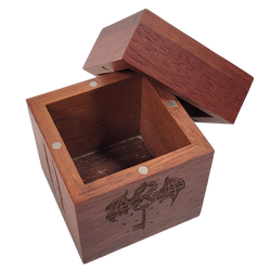 Forged Etched Wooden Storage Box with Magnetic Lid - Holds up to 42 Metal or Plastic Polyhedral Dice