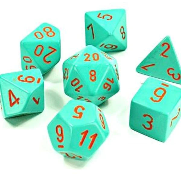 Heavy Turquoise/orange Polyhedral 7-Die Set