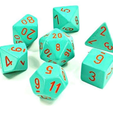 Heavy Turquoise/orange Polyhedral 7-Die Set