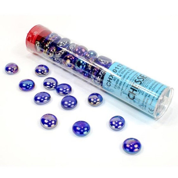 Glass Stones Tube Crystal Dark Blue Iridized