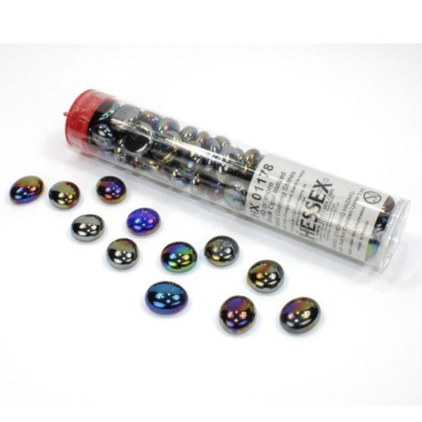 Glass Stones Tube Black Opal Iridized